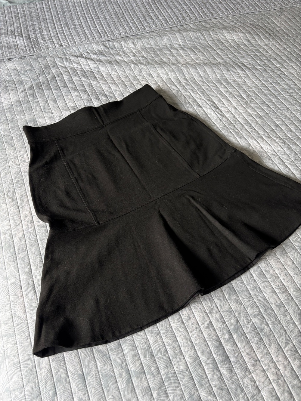 Quince Black Flared Women's Skirt - Elegant A-Line Peplum